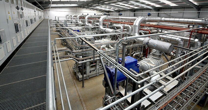 Combined heat & power and heat pumps for Glasshouse project with a Total of 9MWe & 33NWth capacity. Purpose built pipework systems such as ammonia lines, CO2 recovery, hot water, oil, gas and exhaust gases, ensuring the heat pumps and CHP plant run efficiently and recover wasted heat and CO2 to help accelerate the growth of the produce.
